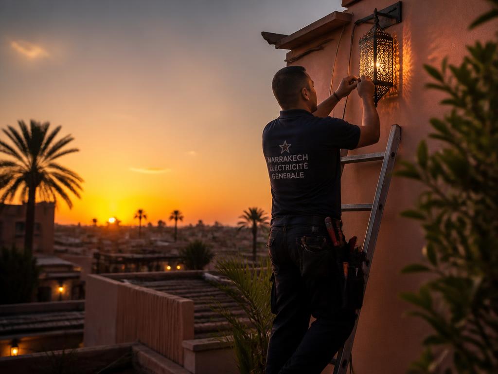 Éclairage extérieur et terrasses à Marrakech